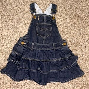 Baby Gap 1969 Denim Overall Dress 12-18M Ruffle Skirt Jumper Toddler Girl